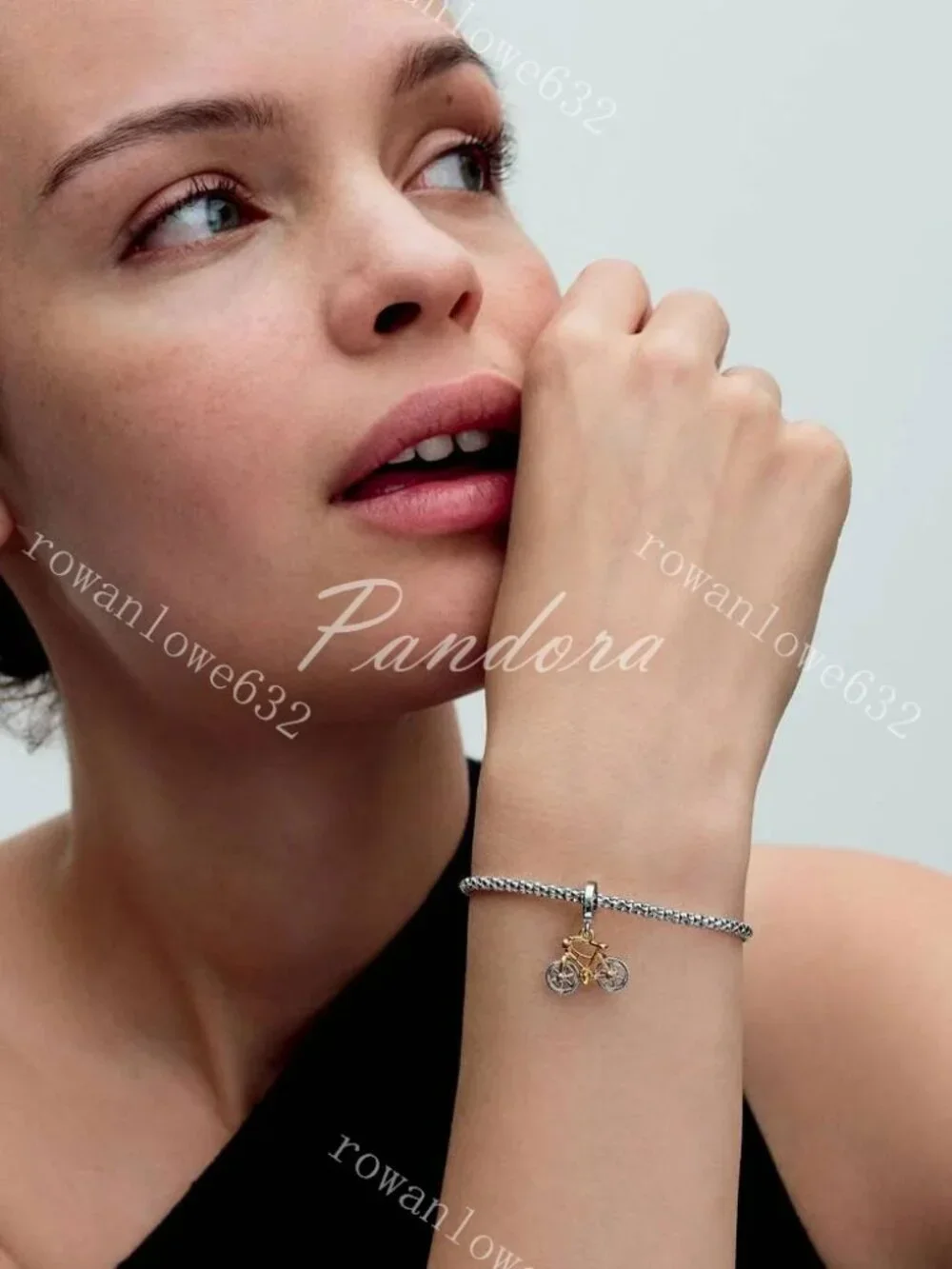Pandora Two-tone Spinning Wheels Bicycle Dangle Charm